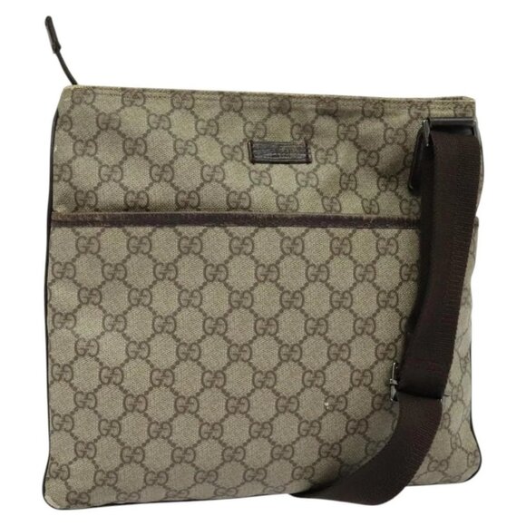GUCCI GG Supreme Shoulder Bag PVC Beige Gold 141626 Auth BA2287 - Picture 1 of 16